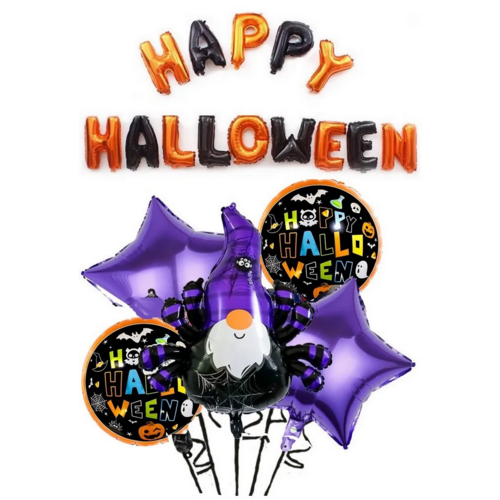 Card Набор на Хэллоуин воздушных шаров Гном фиолет 6 шт