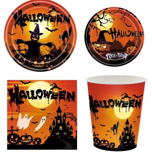 Набор одноразовой посуды на Хэллоуин вечеринка