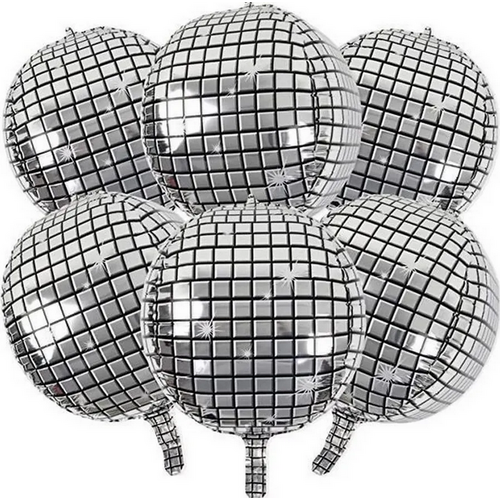 Набор воздушных шаров Диско шар серебро 6шт 55см