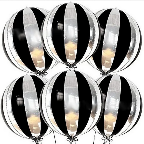 Набор воздушных шаров диско черно-серебристые 55см 6шт