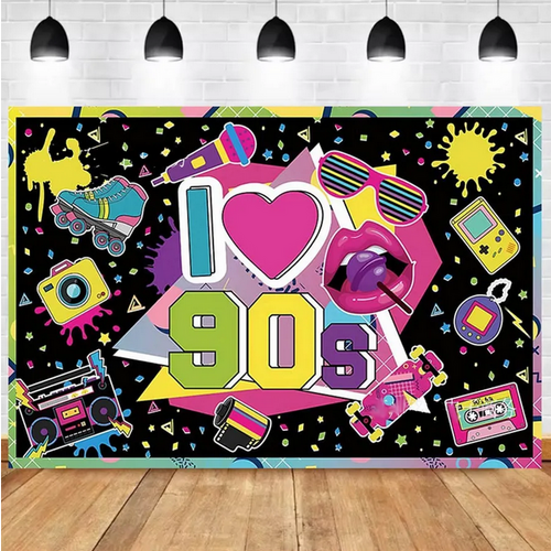 Баннер для фотозоны Вечеринка 90-е 150х100 см